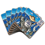Lisa Pollock Gone Fishing Fair Dinkum Set of 6 coasterS Fanned