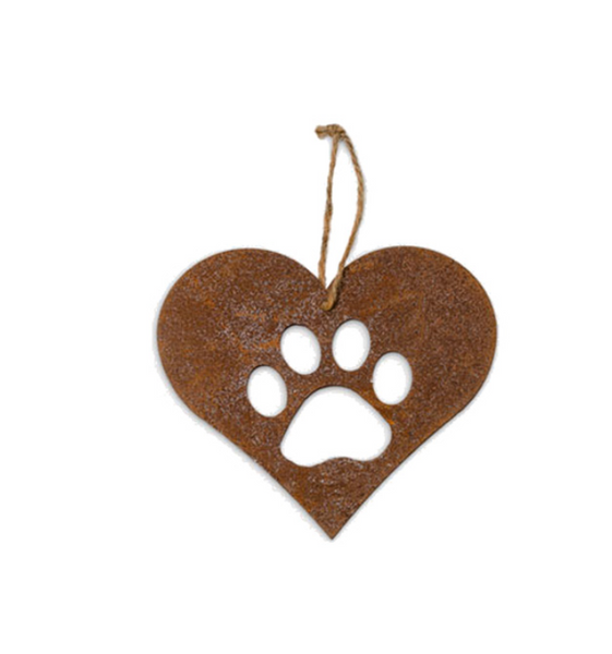Pet Paw Print - Hanging in Rust 15cm x 13cm 