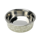 14 cm Petface Bellal Bowls Stainless Steel with bones in white and sage