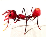 Red Wire Metal Ant with mounting arm to attach to wall or wood