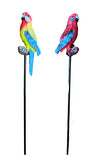 Crimson Rosella and Eastern Rosella on a stick. Both are perched on a small stick which sits on a metal stick to push into pot or gardens. 5cm x 5cm x 21cm each sold separately