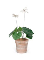 Metal Silver & Copper Wire butterfly and Dragonfly in a pot plant