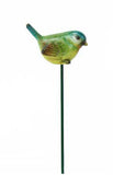 Small Green Bird on a Stake 24cm Height Bird Made from Resin, Stake is metal