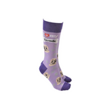 Sock Society - Dog - I love my Cavoodle - Purple body and Dark purple tops