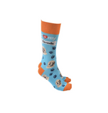 Sock Society - Dog - I love my Cavoodle - Light blue bod and Orange tops toes and heels
