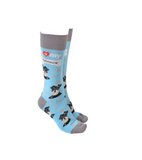 Sock Society - Dog - I love my Schnauzer - Light Blue body with Grey top toes and heels