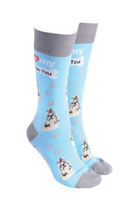 Sock Society - Dog - I love my Shih Tzu - Light Blue body with Grey top toes and heels