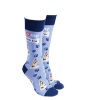 Sock Society - Dog - I love my Shih Tzu - Purple body with Navy top toes and heels