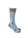 Sock Society - Dog - I love my Yorkshire Terrier - Blue body with Grey top toes and heels