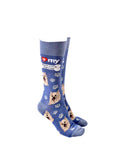 Sock Society - Dog - I love my Yorkshire Terrier - Navy Blue body with Dusty Blue top toes and heels