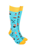 Sock Society BBQ - Light Turquoise Body and Yellow Tops Toes and Heels