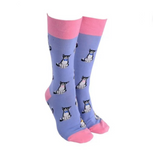Sock Society Bow Tie Cats - Mauve Body and Junior Pink Tops Toes and Heels