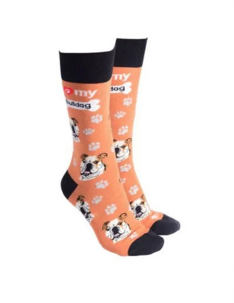 Sock Society - Dog - Bulldog  - Ochre Body and Black tops toes and Heels