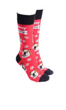 Sock Society - Dog - Bulldog  - Red Body and Black tops toes and Heels