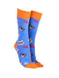 Sock Society Cats in Specs with Light Mauve Body and Orange Tops Toes and heels