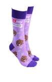 Sock Society Dog - Dachshund with Mauve body and Purple tops toes and heels