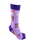 Sock Society - Dog - I love my Jack Russell - Purple body with Deep Purple top toes and heels