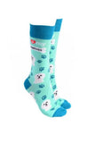 Sock Society - Dog - I love my Maltese - Mint body with Green top toes and heels