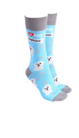 Sock Society - Dog - I love my Maltese - Light Blue body with Grey top toes and heels