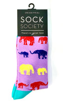 Sock Society - Elephant - Purple body with Aqua top toes and heels