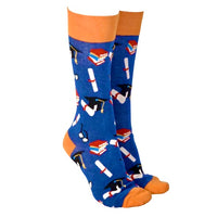 Sock Society Graduation - Navy Body with Orange Top, toes and heels