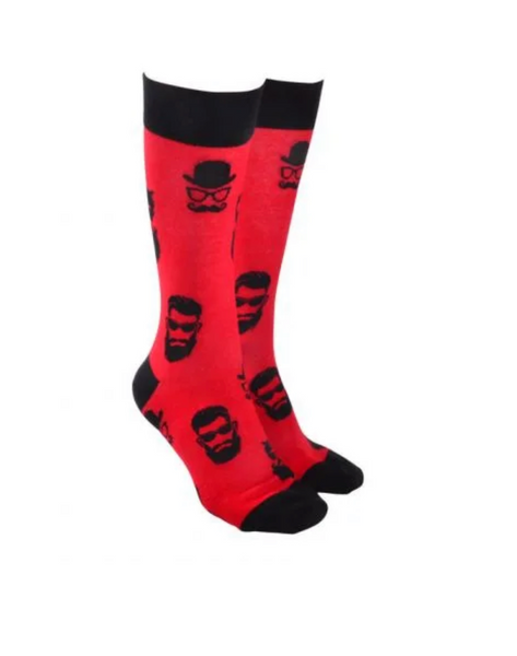 Sock Society Hipster with red Body and Black Tops Toes and heels