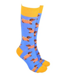 Sock Society Dog - Hot Dog in Blue body with Yellow Tops Toes and Heels