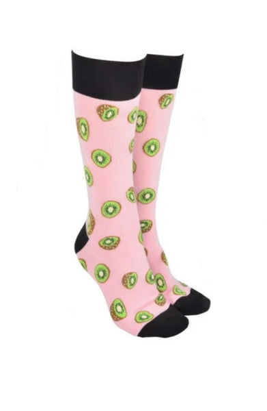 Sock Society Kiwi Fruit - Pink Body and Black Tops Toes and Heels