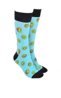Sock Society Kiwi Fruit - Aqua Body and Black Tops Toes and Heels
