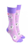 Sock Society - Dog - I love my Maltese - Lilac body with Purple top toes and heels