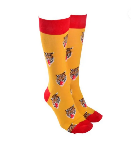 Sock Society - Tiger - Yellow body with Red top toes and heels