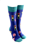 Sock Society Traffic Signs with Navy Blue Body and Green Tops Toes and heels
