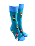 Sock Society Traffic Signs with Turquoise Body and Mauve Tops Toes and heels