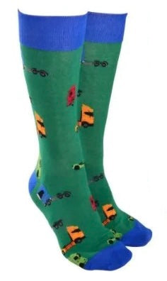 Sock Society Trucks with Green Body and Blue Tops Toes and heels
