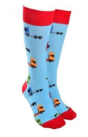 Sock Society Trucks with Light Blue Body and Red Tops Toes and heels