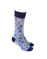 Sock Society - Dog - I love my Poodle - Dusty Blue body with Navy top toes and heels