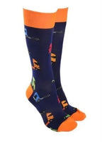Sock Society Trucks with Navy Body and Orange Tops Toes and heels