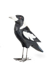 Timber Magpie with Metal legs. Magpie is standing.