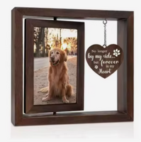 Wooden Memorial Rotating Photo Frame in Walnut.