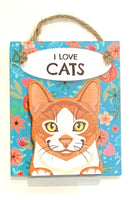 Pet Pegs - I Love Cats - Ginger & White - magnet or hanging note clip