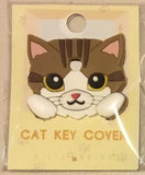 Grey and white fluffy cat key cover