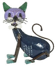 Purrfect Pussycat Standing - Beautifully created PURRFECT Pussycat leaning or standing is made from recycled drums. A PURRFECT selection for any home or garden.  Dimensions:  Leaning: 24.5cm x 16cm x 35.5cm  Standing 32cm x 16.2cm x 28.5cm