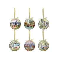 Little Bauble Box Set Nature Dwellings - Beautifully illustrated “Little Bauble Set of 6” created  by Murilo Manzini for La La Land  Material: Paper Satin Ribbon and Cardboard Box  Specifications: Set of 6 baubles. Diam 5 cm in Deluxe Box  Origin: Designed in Australia