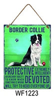 Border Collie Metal Dog breed signs.  Lovely bright colours signs with each breeds personality traits listed below. Size is 20cm x 27cm each sign. 
