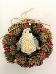 Christmas Pine Cone Wreath 14cm Circle - Fairy Penguin