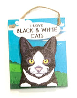 Pet Pegs - I Love Black & White Cats - magnet or hanging note clip