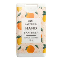 Hand Sanitizer is alcohol based with aloe vera and citrus scent. Containing 15 ml, size: 8.5 cm x 5 cm