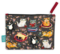 Medium Crazy Cat Cotton Pouch 20cm x 15cm size