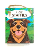Pet Pegs - I Love Staffies - Brindle - magnet or hanging note clip