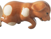 Brown with white spots - Ceramic Dog Pot Hanger two colours available, White with brown spots or Brown. Sold separately.  Dimension : H9 cm X 5cm X 6CM 